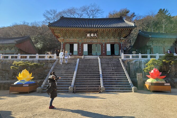 Busan Beomeosa Temple & Hongbeopsa Temple with temple lunch - Flowers, snacks, and the market stop