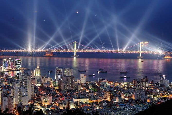 Busan Night Food Market with Night View points - Hwangryeongsan Observatory, Busan from above