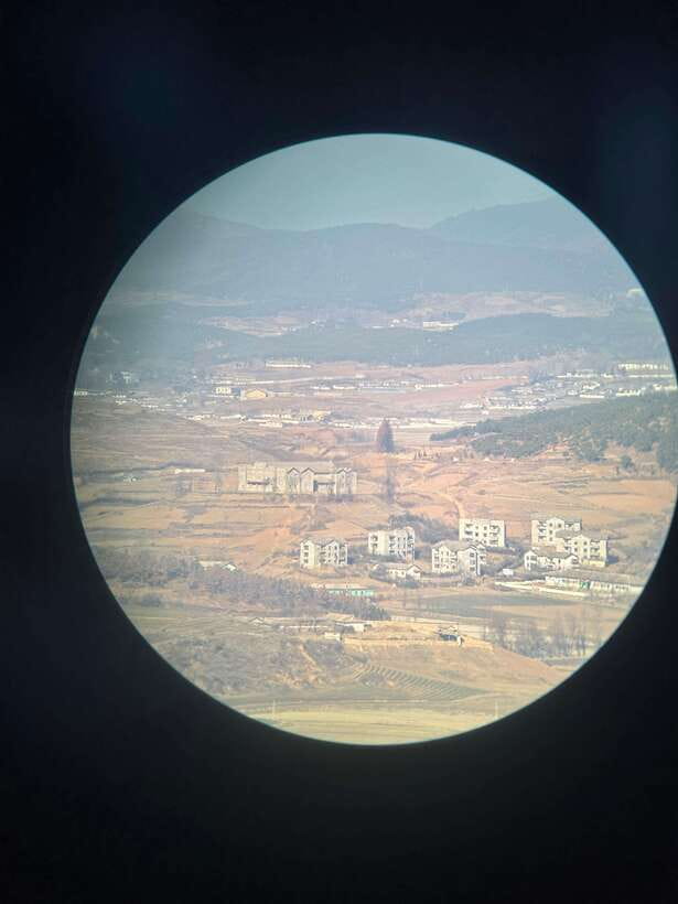 From Seoul: Aegibong Starbucks Observatory & DMZ View - Aegibong Peace Park: art, gardens, and a serious border view