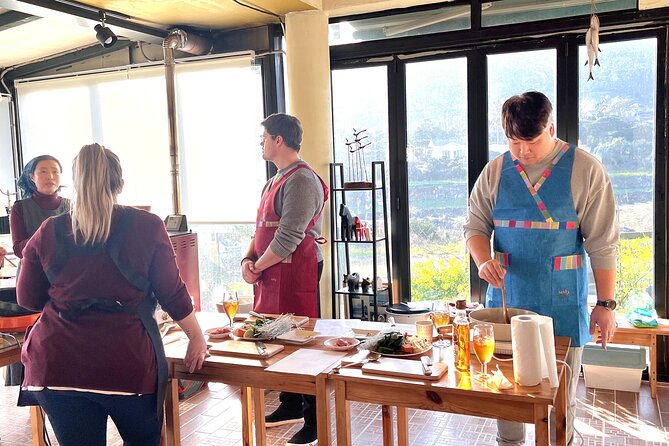 JEJU Cooking Class _Class & Dinner at Jeju Seaside Sunset Terrace - Cooking Bulgogi, Japchae, and Geotjeoli