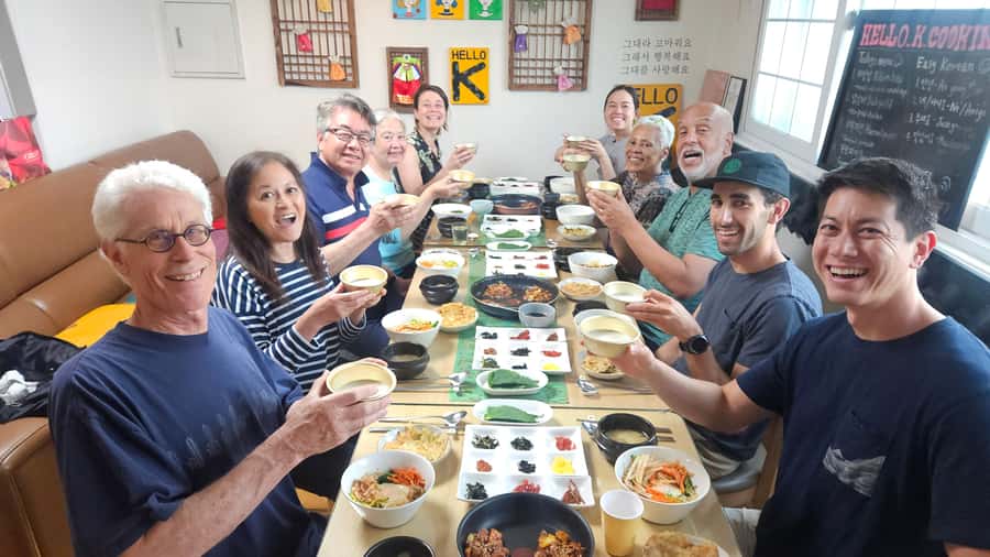 Seoul: Korean Cooking Class at a Local Home and Market Tour - Sitting down to a Hanjeongsik meal