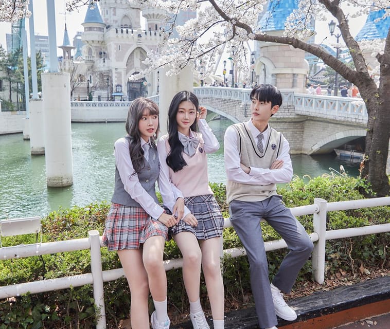 Seoul: Lotte World 1 Day Pass & Korean School Uniform Rental - Price and value for two people