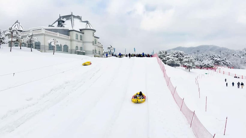 Seoul: Vivaldi Park Winter Ski with Nami Island Day Tour - Getting fitted before the snow