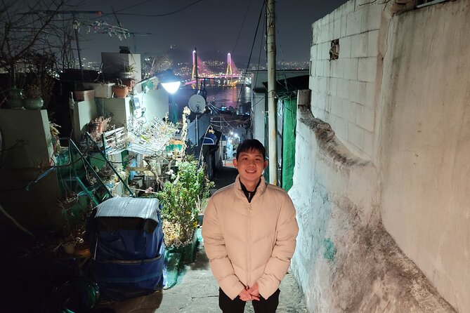 Visit Busan night market and enjoy the night view of Busan harbor - Busan Port from the right side of the bus